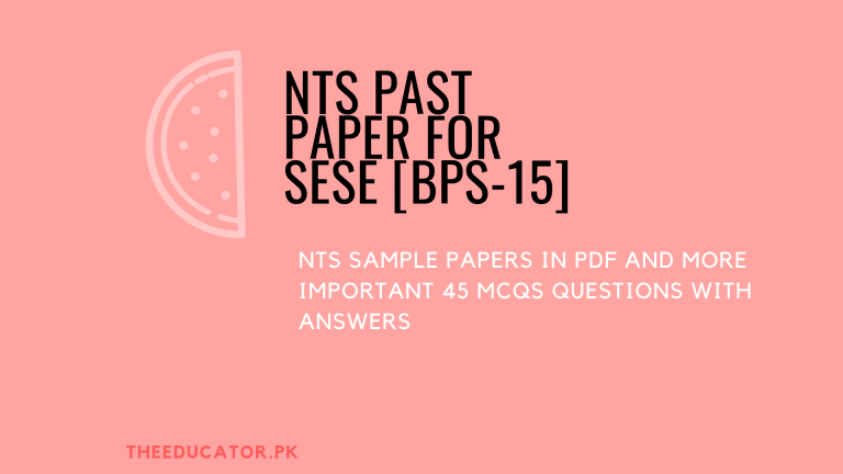 NTS Past Paper for SESE [BPS-15]