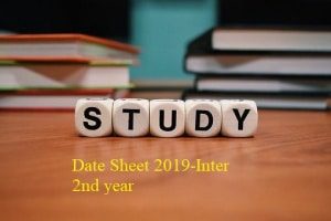 date sheet of 2nd year 2018
