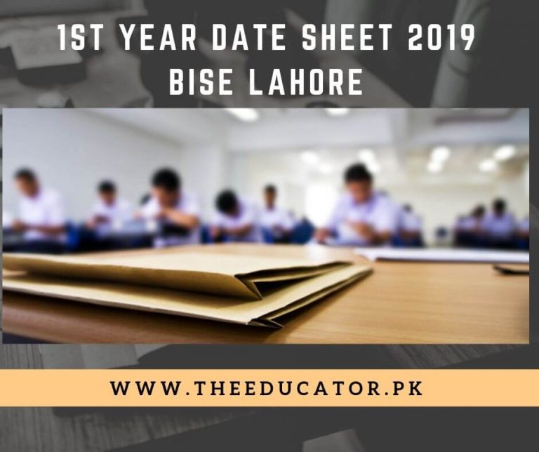 1st year date sheet 2019 lahore board