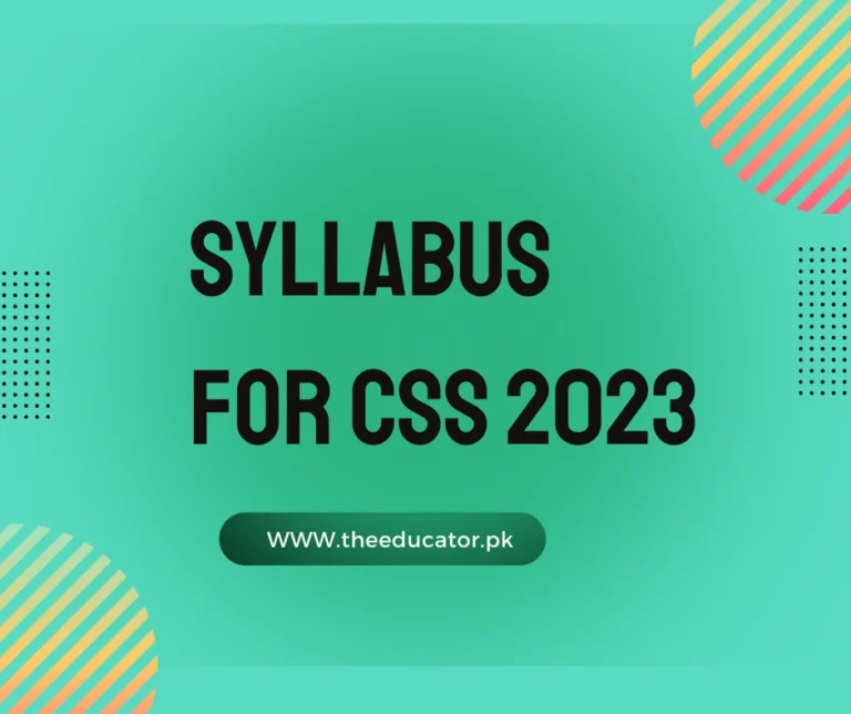 Syllabus of CSS Exams 2023