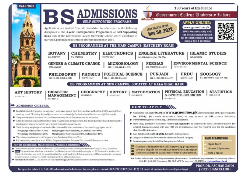 GC BS Admissions Latest news