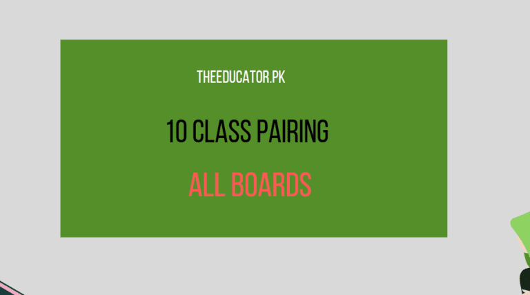 10th Class Pairing Scheme 2023