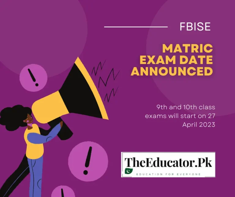 FBISE 9th and 10th Class exams – Starts on 27 April 2024
