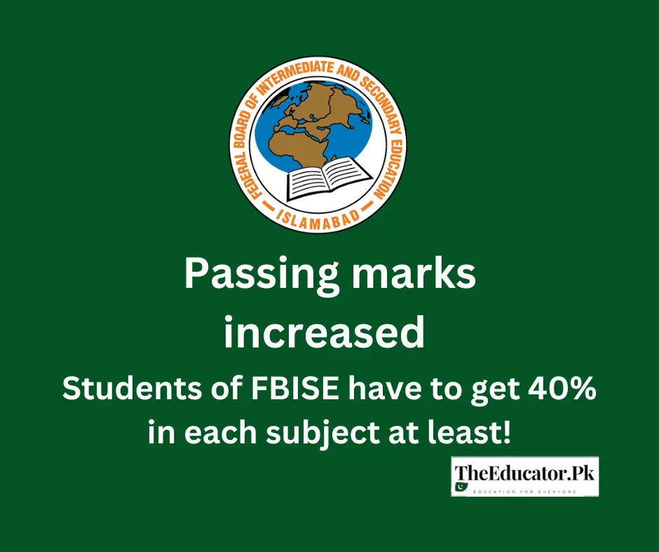 Passing marks increased for Matric and Intermediate students