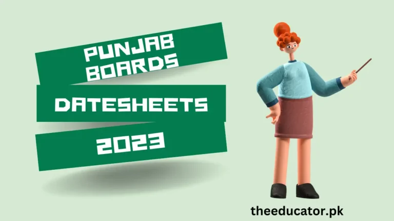 Punjab Boards Matric Date Sheet 2023 2nd Annual Exam