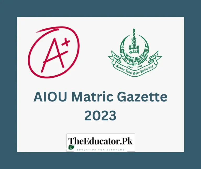 AIOU Matric Gazette 2023
