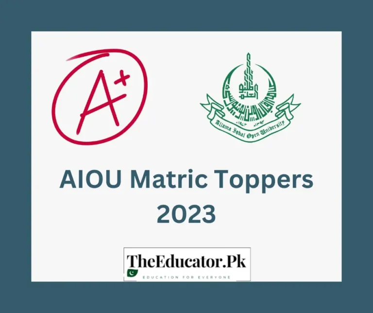 AIOU: Matric Toppers 2023 announced