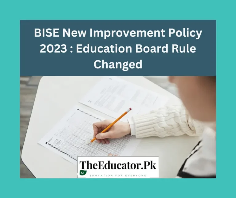 Matric & Intermidiate New Improvement Policy 2023 : Education Board Rule Changed