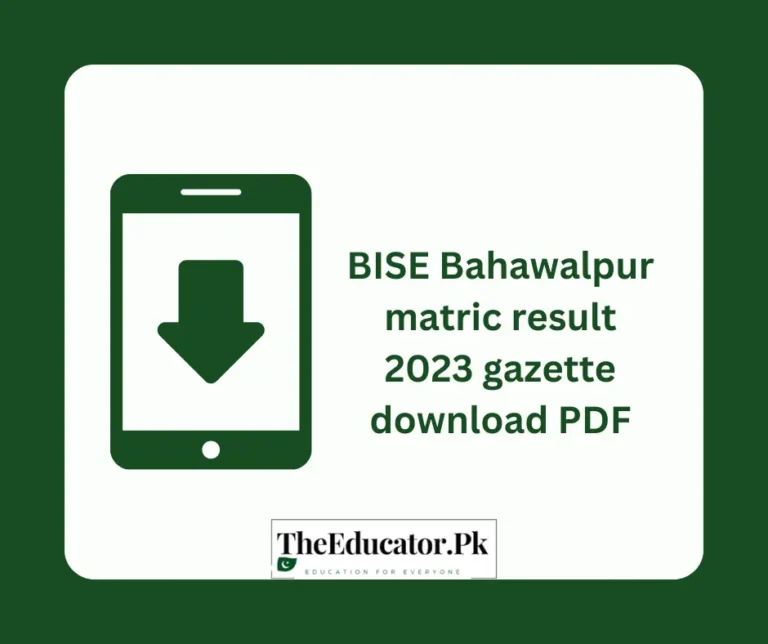 BISE Bahawalpur Matric 2023 Gazette Download PDF