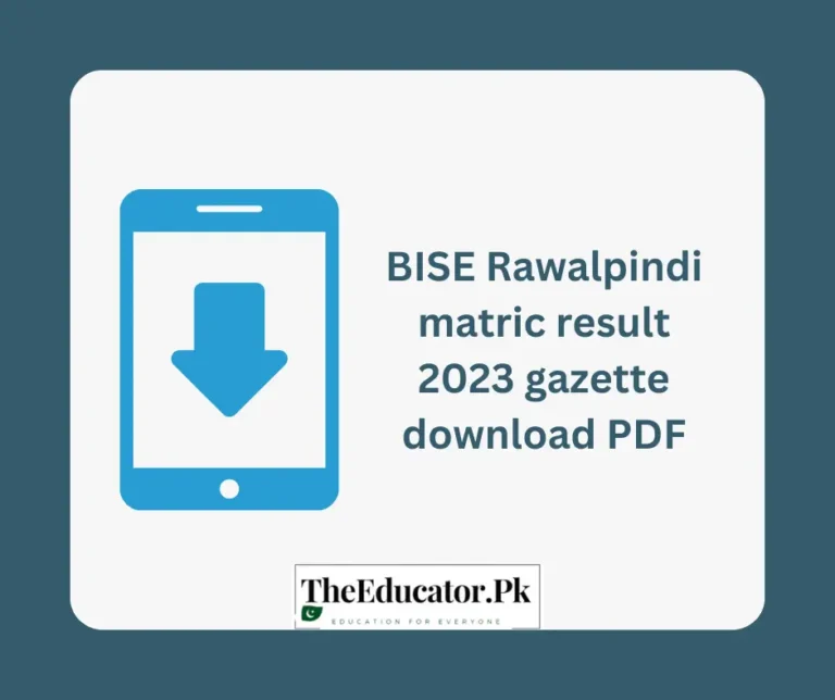 BISE Rawalpindi Matric 2023 Gazette Download PDF