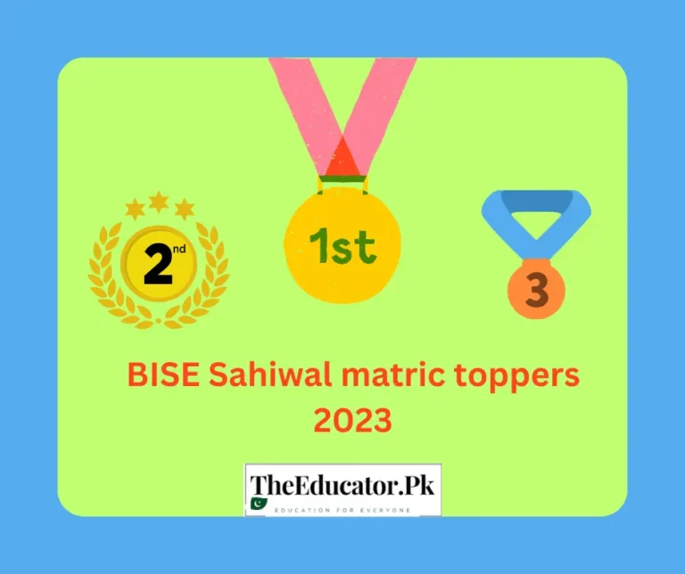 BISE Sahiwal matric toppers 2023