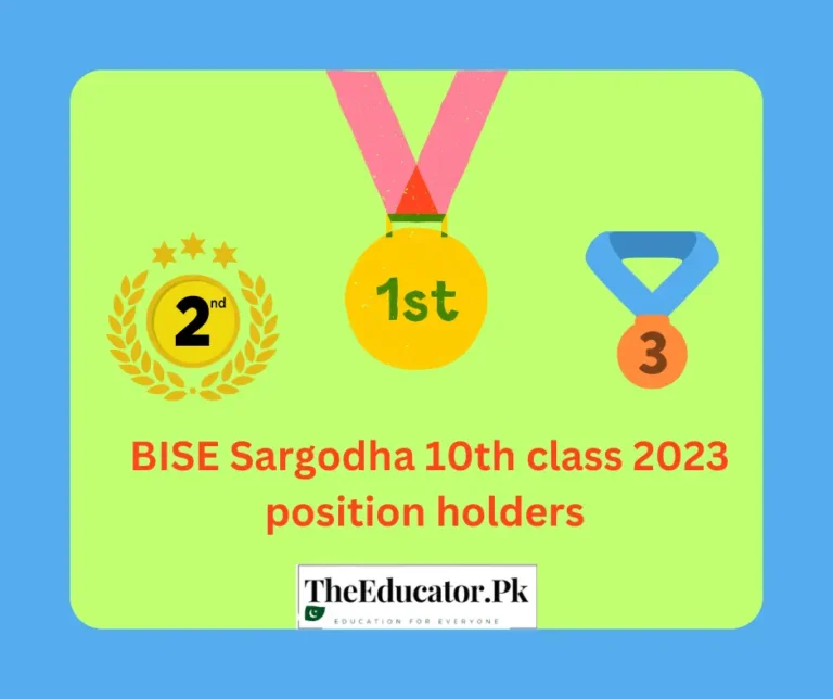 BISE Sargodha 10th class 2023 position holders
