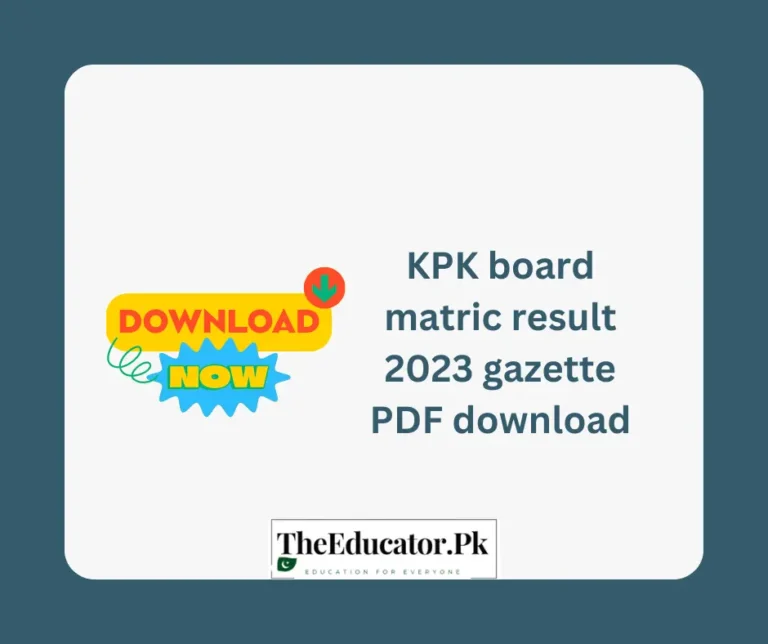 KPK board matric result 2023 gazette PDF download