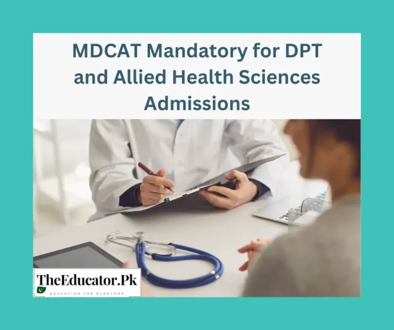 MDCAT Mandatory for DPT and Allied Health Sciences Admissions