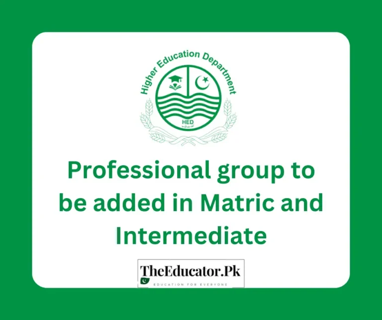 Professional group to be added in Matric and Intermediate