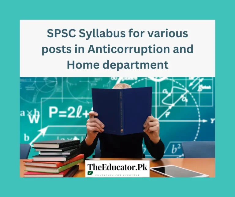 SPSC Syllabus for various posts in Anticorruption and Home department
