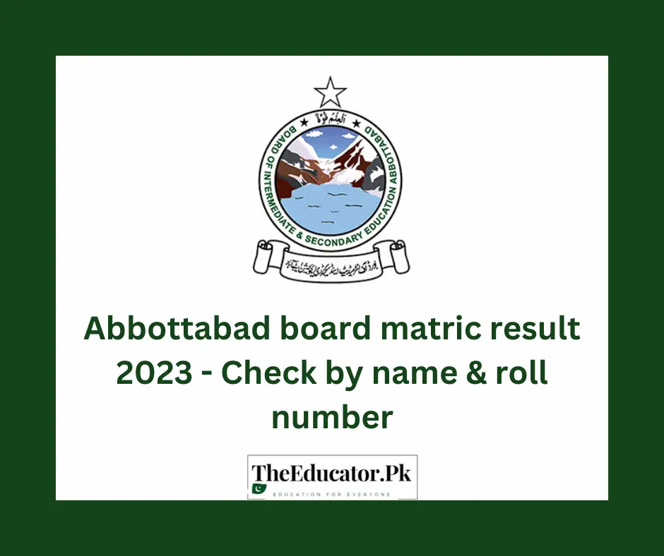 Abbottabad board matric result 2024 Check by name & roll number