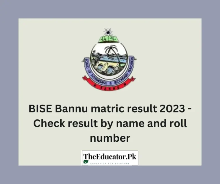 BISE Bannu matric result 2023 – Check result by name and roll number