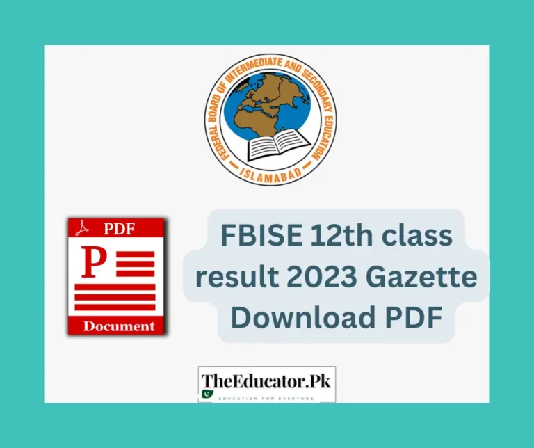 FBISE 12th class result 2023 Gazette Download PDF