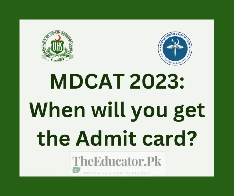 MDCAT 2023: When will you get the Admit card?