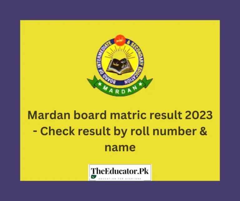 Mardan Board matric result 2023 – Check result by roll number & name