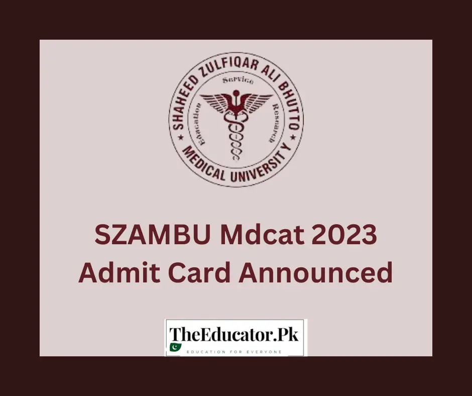 SZAMBU MDCAT 2024 Admit Card Announced