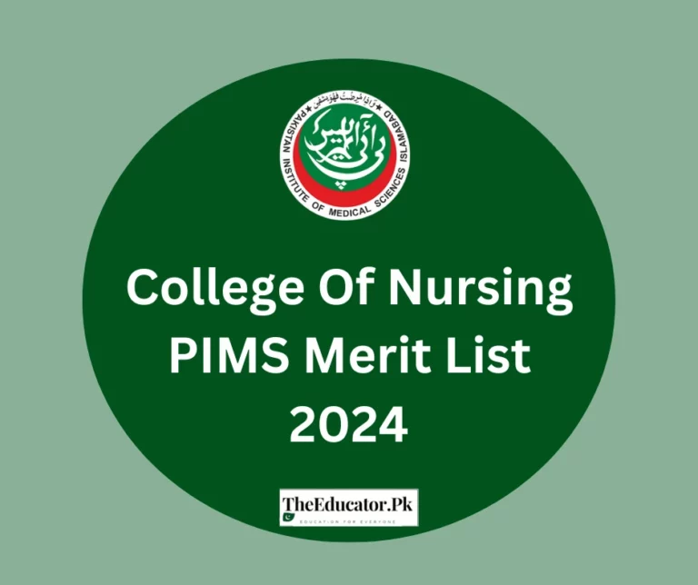 College Of Nursing PIMS Merit List 2024